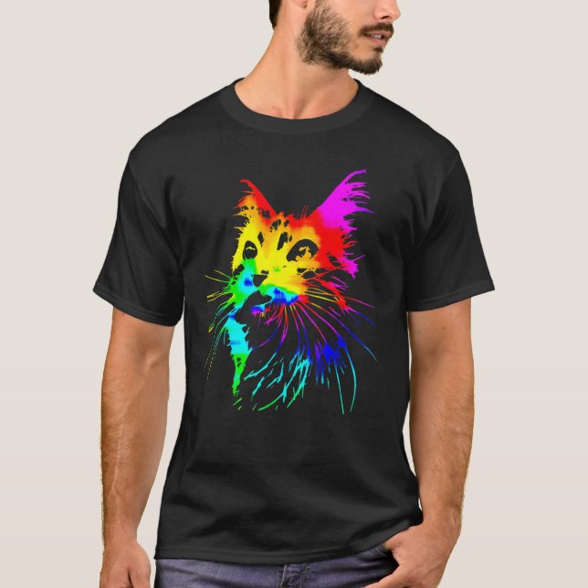 Tie Dye Cat Splash Art T-Shirt (Front)