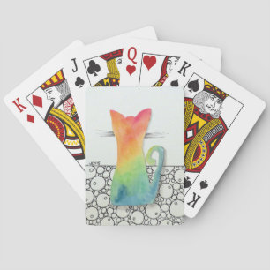 Tie Dye Cat with Bubbles Playing Cards