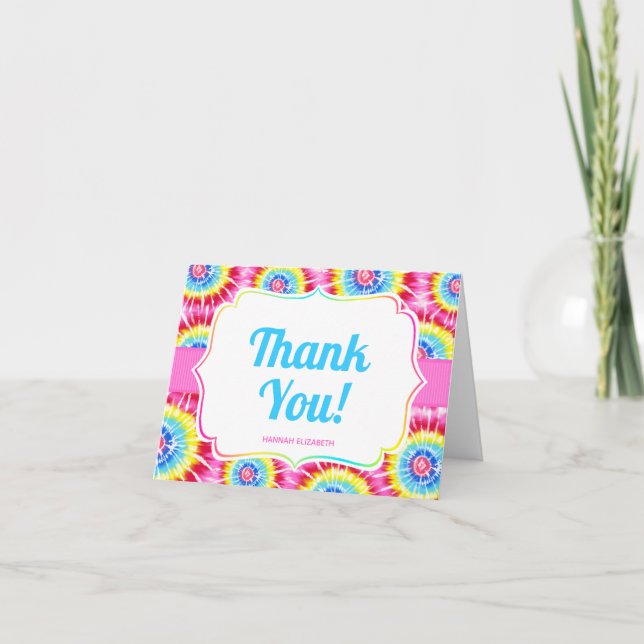 Tie Dye Celebration Personalized Thank You Card (Front)