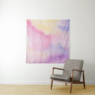 Tie dye colourful pink blue tapestry