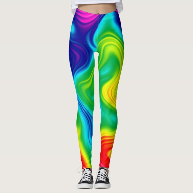 Tie Dye Colourful Rainbow Leggings (Front)