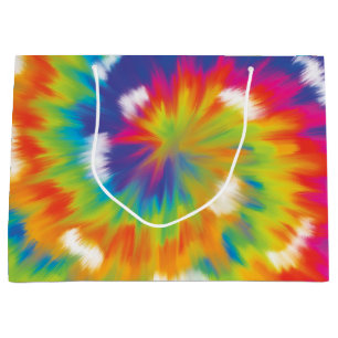 Tie-Dye Colourful Rainbow Pattern, Trendy Matching Large Gift Bag