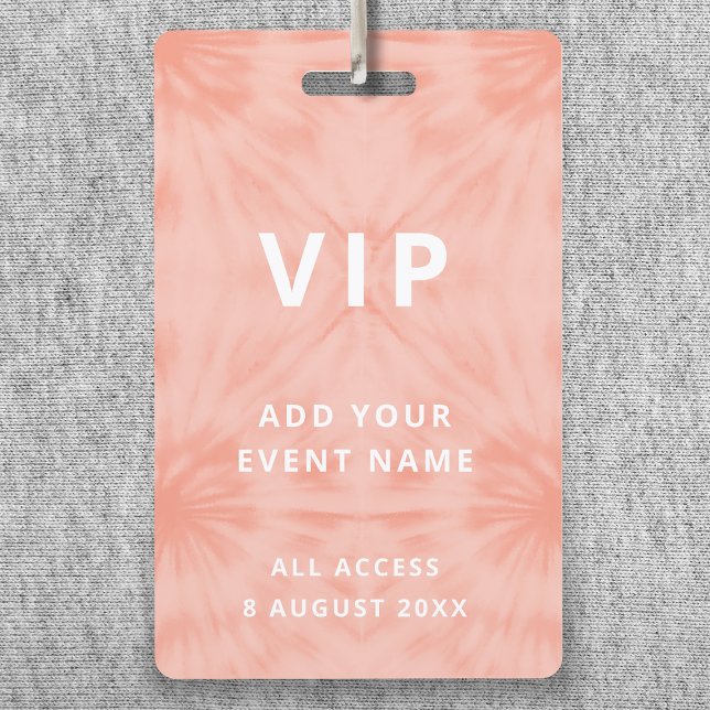 Tie Dye | Coral Pink Event Festival Concert VIP Badge (Creator Uploaded)
