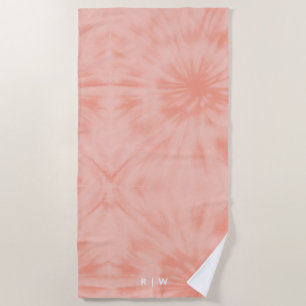Tie Dye   Coral Pink Modern Pastel Beach Towel