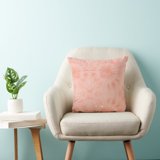 Tie Dye | Coral Pink Modern Pastel Throw Pillow (Chair)