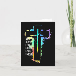 Tie Dye Cross Micah 68 Act Justly Bible Scripture Card