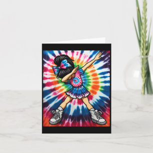 Tie Dye Cute Dabbing Cheerleader Dance Cheerleadin Card