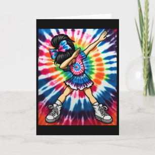 Tie Dye Cute Dabbing Cheerleader Dance Cheerleadin Card