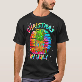 Tie Dye Cute Pineapple Christmas In July Hawaii Be T-Shirt
