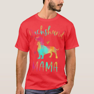 Tie Dye Dachshund Mama Mom Colourful Doie Dog Mom  T-Shirt