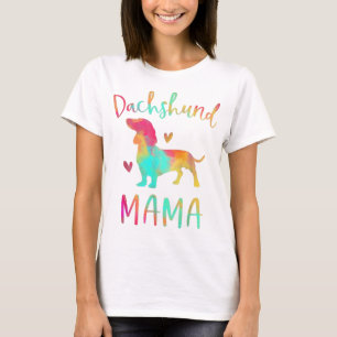 Tie Dye Dachshund Mama Mom Colourful Doxie Dog Mom T-Shirt