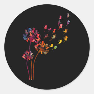 Tie Dye Dandelion Cats Flower Colourful Pet Cat Classic Round Sticker