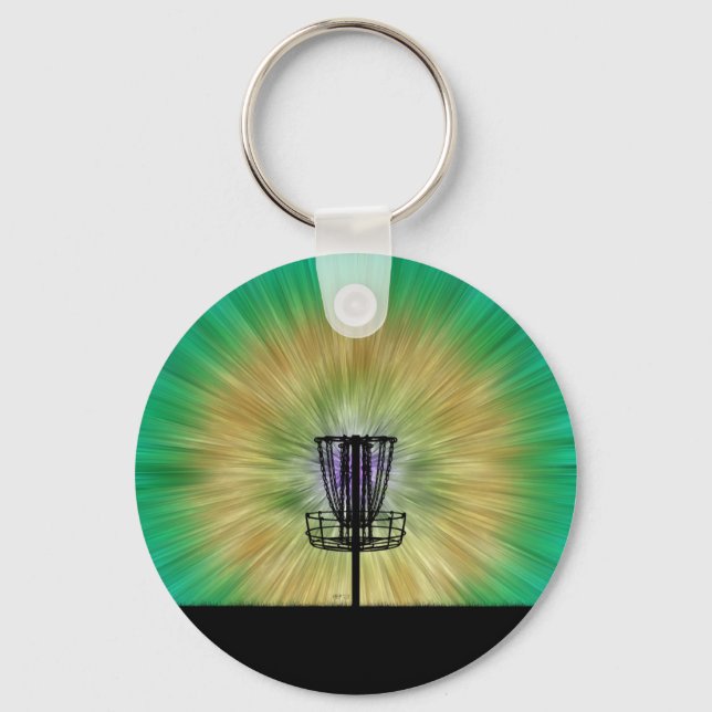 Tie Dye Disc Golf Basket Keychain (Front)