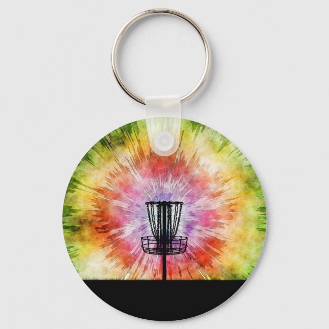 Tie Dye Disc Golf Basket Keychain (Front)