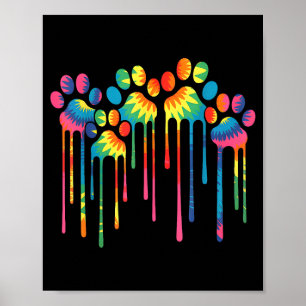 Tie dye dog paw heart print watercolors painting