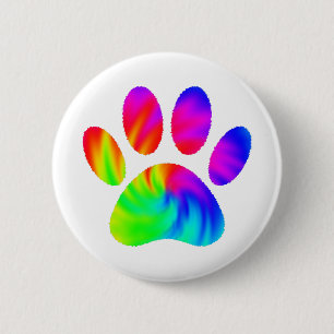 Tie Dye Dog Paw Print Graphic 2 Inch Round Button