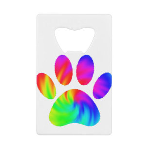 Tie Dye Dog Paw Print Graphic Credit Card Bottle Opener