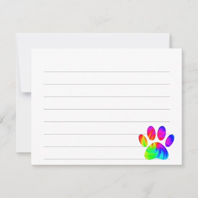 Tie Dye Dog Paw Print Graphic Lined Custom Card (Front)