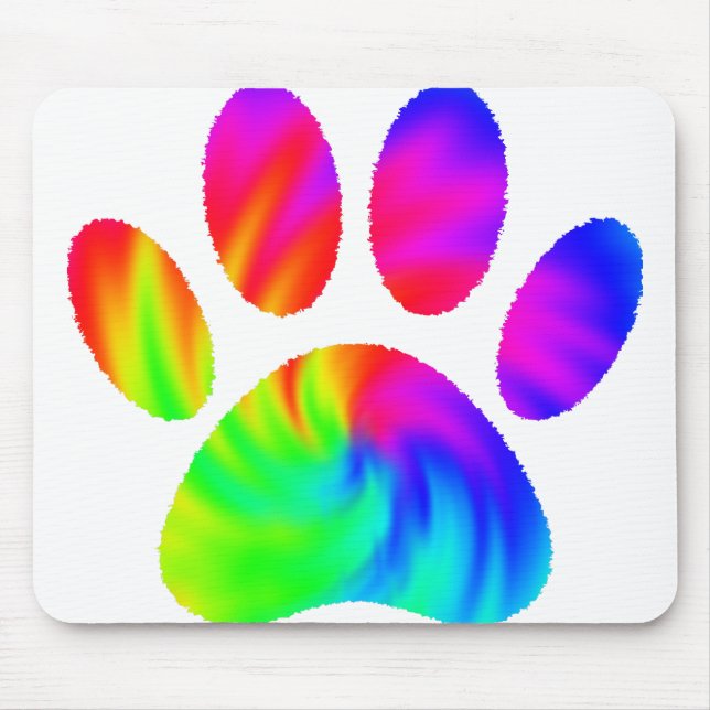 Tie Dye Dog Paw Print Graphic Mouse Pad (Front)