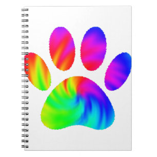 Tie Dye Dog Paw Print Graphic Notebook