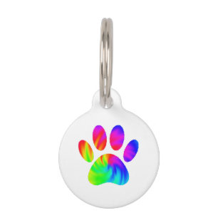 Tie Dye Dog Paw Print Graphic Pet Tag