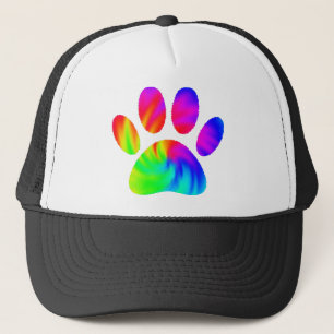Tie Dye Dog Paw Print Graphic Trucker Hat
