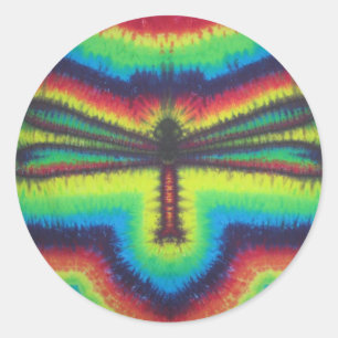 Tie dye dragon fly classic round sticker