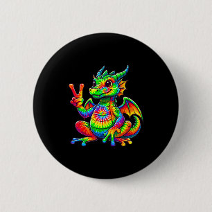 Tie-dye Dragon Peace Sign Hipe 2 Inch Round Button