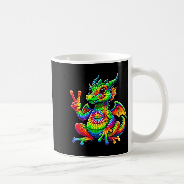 Tie-dye Dragon Peace Sign Hipe  Coffee Mug (Right)