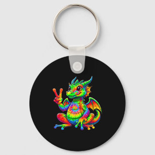 Tie-dye Dragon Peace Sign Hipe Keychain