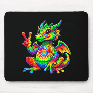 Tie-dye Dragon Peace Sign Hipe  Mouse Pad
