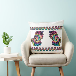 Tie Dye Dreams: The Vibrant Unicorn Throw Pillow