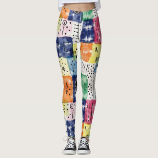 Tie Dye Elements With Simple Geometric Shapes Leggings