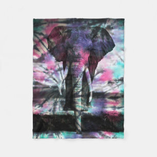 Tie Dye Elephant Fleece Blanket