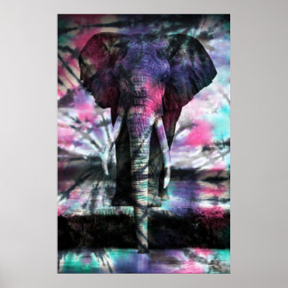 Tie-Dye Elephant Poster