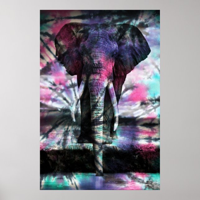 Tie-Dye Elephant Poster (Front)