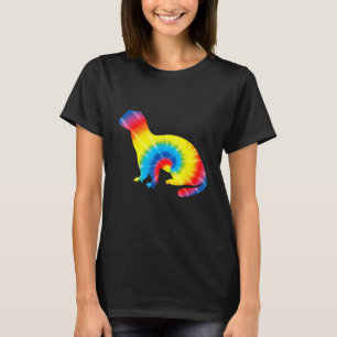 Tie Dye Ferret Rainbow Print Weasel Pet Hippie Pea T-Shirt