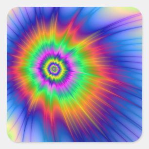 Tie Dye Fireball Square Sticker