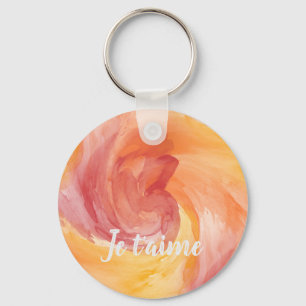 Tie-Dye Flame Red Orange Painterly Love Watercolor Keychain