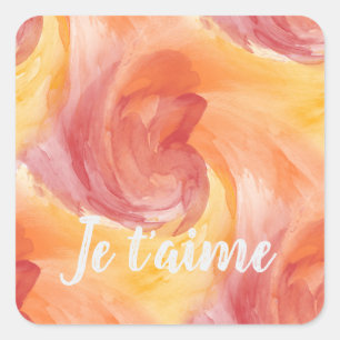 Tie-Dye Flame Red Orange Painterly Love Watercolor Square Sticker