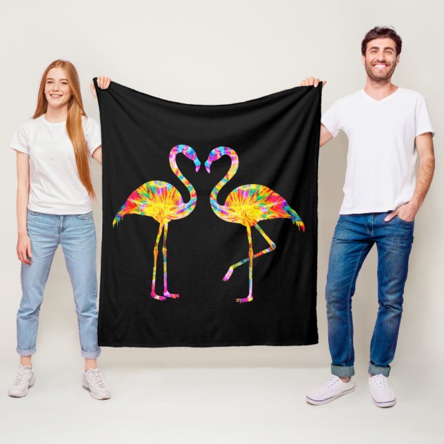 TIE DYE FLAMINGO FLEECE BLANKET (In Situ)