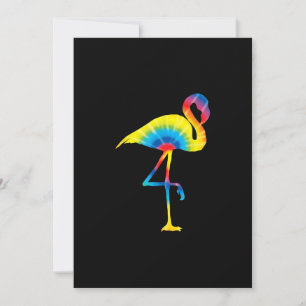 Tie Dye Flamingo Rainbow Print Bird Animal Hippie Invitation