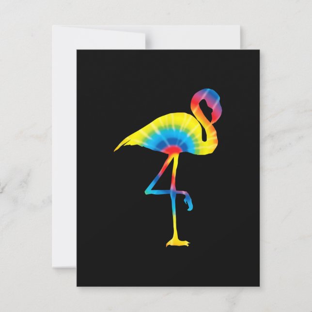 Tie Dye Flamingo Rainbow Print Bird Animal Hippie Invitation (Front)