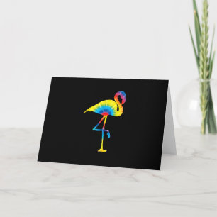 Tie Dye Flamingo Rainbow Print Bird Animal Hippie Thank You Card