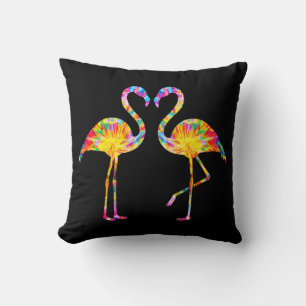 TIE DYE FLAMINGO THROW PILLOW