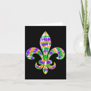 Tie Dye Fleur De Lis Mardi Gras Carnival Symbol Ne Card