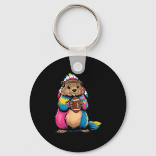 Tie-dye Football Groundhog Happy Groundhog Day Gam Keychain