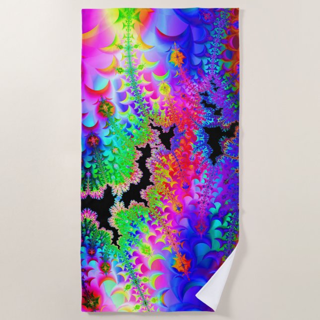 Tie Dye Fractal Beach Towel (Front)