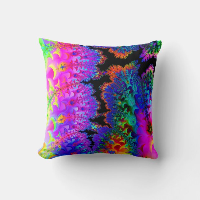 Tie Dye Fractal Throw Pillow (Front)