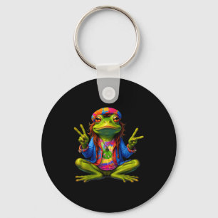 Tie-dye Frog Peace Sign 60s 70s Hipe Men Women  Keychain